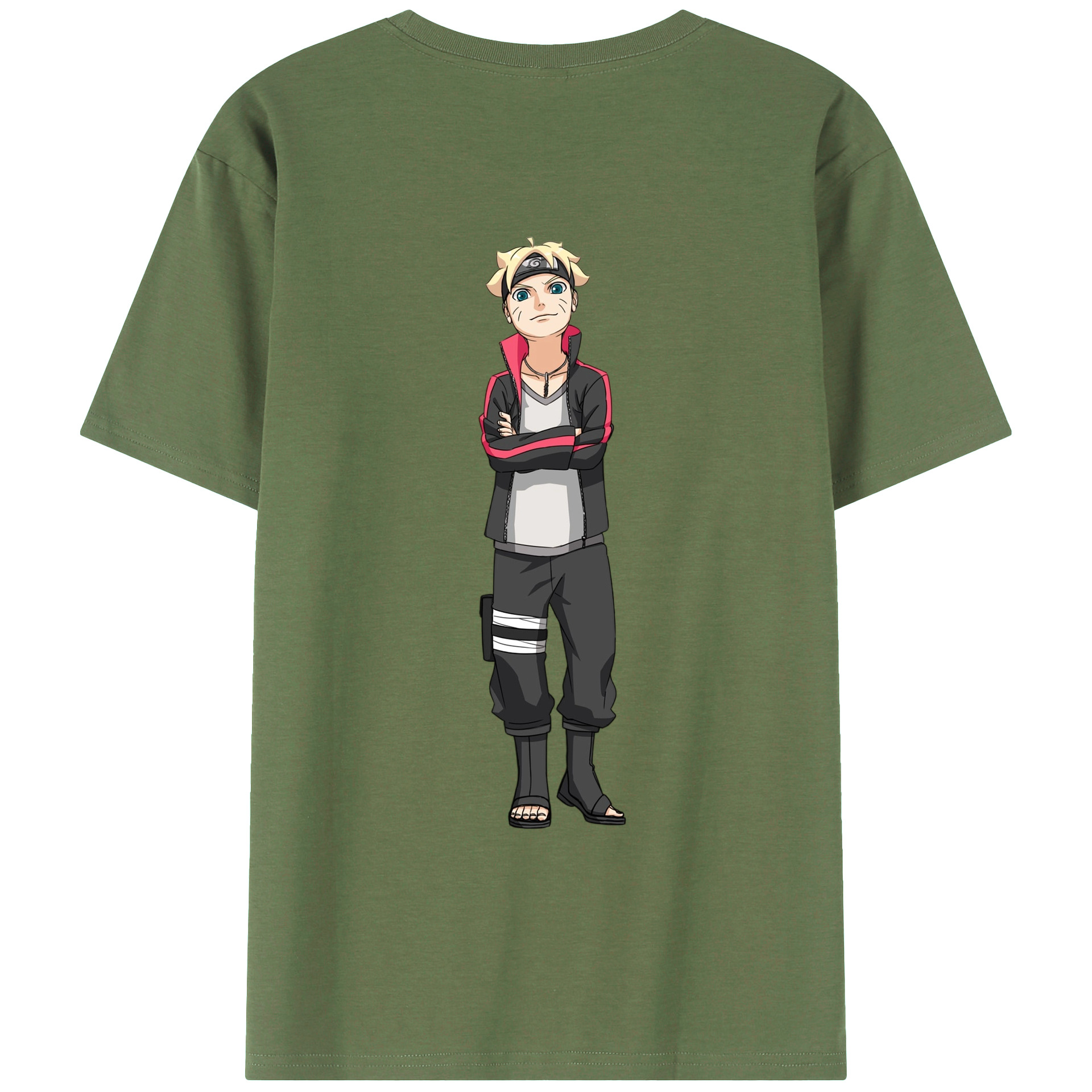（画像用） NARUTO -ナルト- うずまき ボルト Uzumaki Boruto 綿100％ メンズ半袖Tシャツ（バックプリント） 通気性